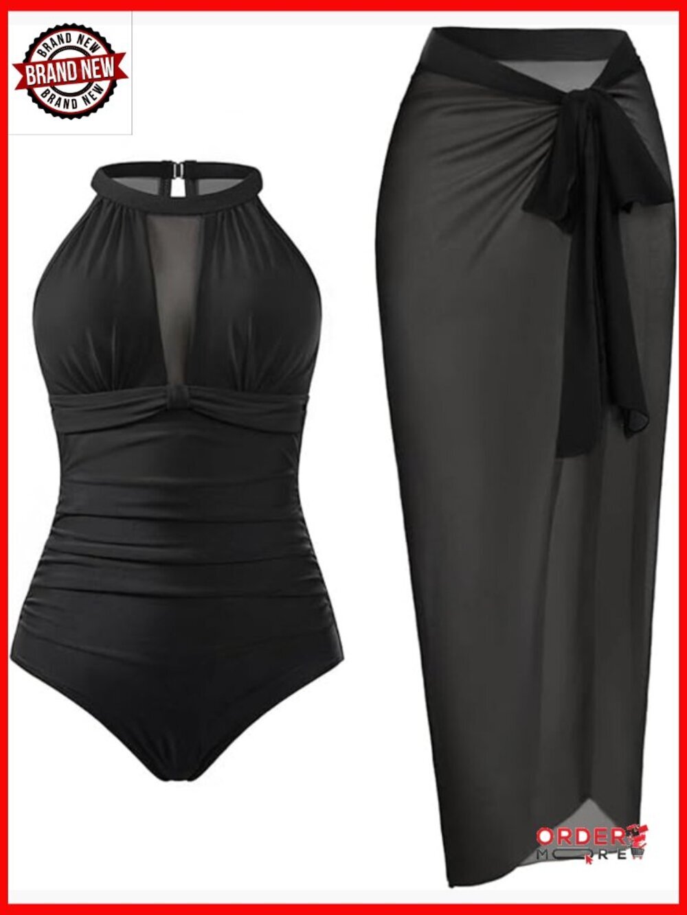 Women High Neck Plunge One Piece Swimsuit Tummy Control Ruched Bathing Suit